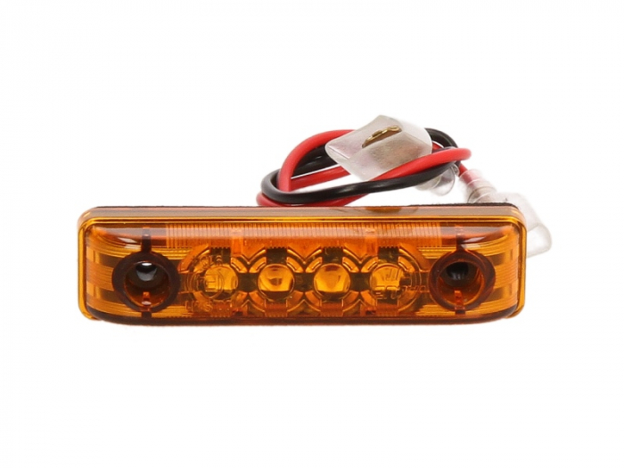 Lumina delimitare stanga dreapta, galben, LED, inaltime 11mm; latime 65mm; adancime 16mm, surub fixare orizontala fixare verticala, lungime cablu 150mm, 24V (IPIP67)