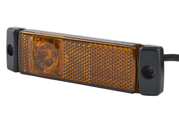 Lumina delimitare stanga dreapta, galben, LED, inaltime 16mm; latime 130mm; adancime 32mm, surub fixare orizontala, lungime cablu 300mm, fara prindere, 24V (conector: EASYCONN, IP6K9K)