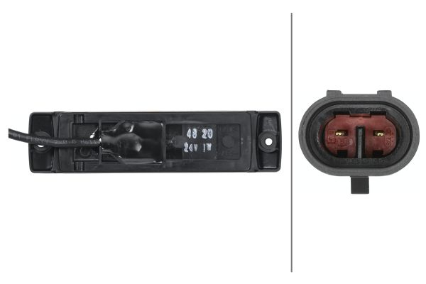 Lumina delimitare stanga/dreapta, galben, LED, inaltime 16mm; latime 130mm; adancime 32mm, surub/fixare verticala, lungime cablu 180mm, 24V (conector: SUPERSEAL 2PIN, IP6K9K) [4]