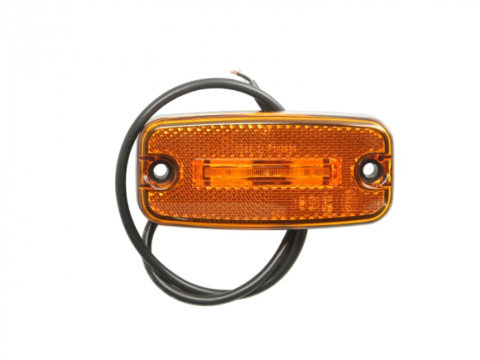 Lumina delimitare stanga dreapta, galben, LED, inaltime 21mm; latime 111mm; adancime 51mm, surub fixare orizontala, lungime cablu 500mm, 24V (IP5K9K)