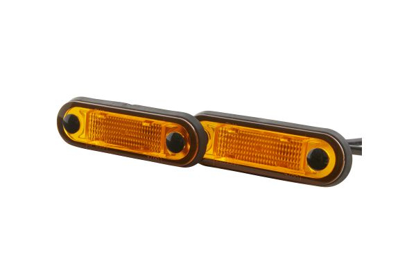Lumina delimitare stanga dreapta, galben, LED, inaltime 23mm; latime 79mm; adancime 26mm, surub fixare orizontala, lungime cablu 500mm, 12 24V (IP6K6 IP6K7)