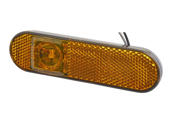 Lumina delimitare stanga dreapta, galben, LED, inaltime 32mm; latime 114mm; adancime 32mm, surub fixare orizontala, lungime cablu 100mm, fara prindere, 24V (IPX9K)