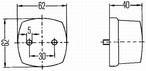 Lumina delimitare stanga/dreapta, rosu/alb, C5W/Halogen, inaltime 62mm; latime 62mm; adancime 40mm, 12/24V [3]