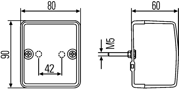 Lumina delimitare stanga/dreapta, rosu, Halogen/R10W, inaltime 90mm; latime 60mm; adancime 80mm, fixare orizontala, 12/24V [3]