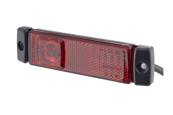 Lumina delimitare stanga dreapta, rosu, LED, inaltime 16mm; latime 130mm; adancime 32mm, fixare orizontala fixare verticala, lungime cablu 300mm, 24V (IP5K4K)