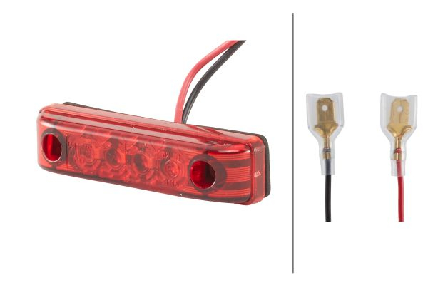 Lumina delimitare stanga dreapta, rosu, LED, inaltime 16mm; latime 11mm; adancime 65mm, lungime cablu 150mm, 12V (IPIP67)