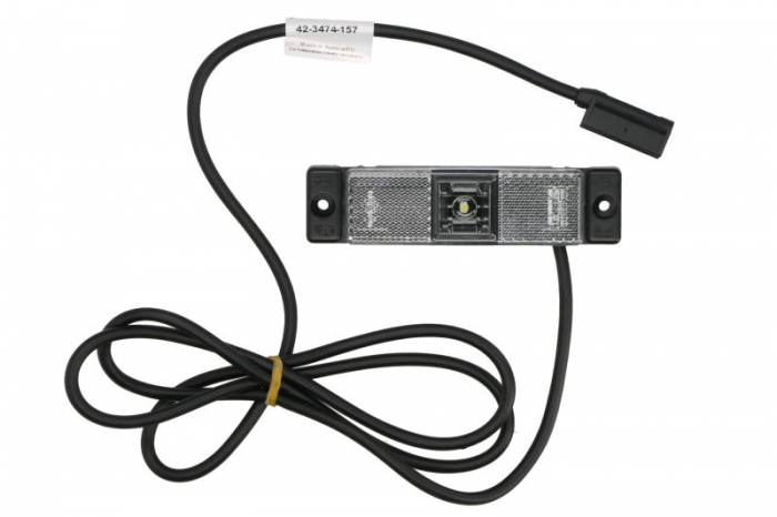 Lumina delimitare stanga dreapta; UNIFAB, forma: dreptunghiular, alb, LED, inaltime 32mm; latime 130mm lungime cablu 1500mm, fara prindere, 10 12 24 30V (conector: CLICK-IN PR, IP6K9K, UNIFAB)