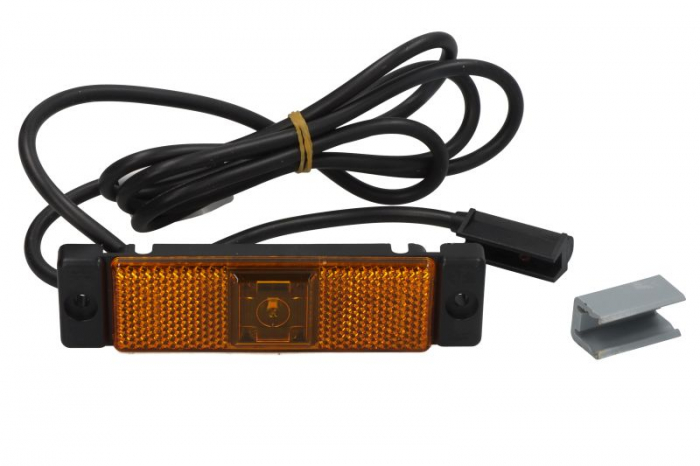 Lumina delimitare stanga dreapta; UNIFAB, forma: dreptunghiular, portocaliu, LED, inaltime 32mm; latime 130mm lungime cablu 1500mm, fara prindere, 10 12 24 30V (conector: CLICK-IN PR, IP6K9K, UNIFAB)