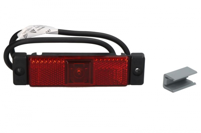 Lumina delimitare stanga dreapta; UNIFAB, forma: dreptunghiular, rosu, LED, inaltime 32mm; latime 130mm lungime cablu 500mm, fara prindere, 10 12 24 30V (conector: CLICK-IN PR, IP6K9K, UNIFAB)