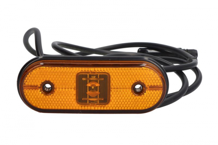 Lumina delimitare stanga dreapta; UNIPOINT I, forma: oval, portocaliu, LED, inaltime 44mm; latime 119mm; adancime 18mm lungime cablu 1500mm, fara prindere, 24V (conector: ASS3 3PIN, IP69K, UNIPOINT I)