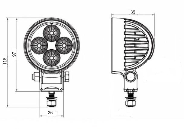 Lumina lucru (Epistar LED, 10-30V, 12W, 960lm, numar elemente LED: 4x3W, adancime: 35mm, diametru: 74mm) [3]