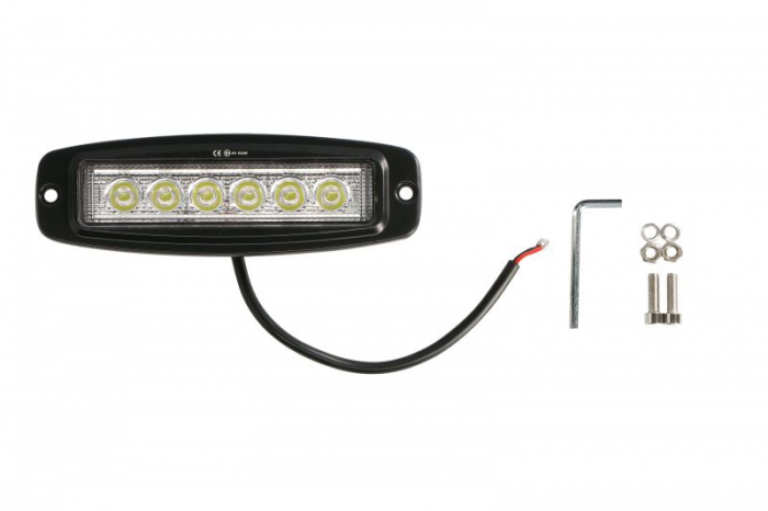 Lumina lucru (Epistar LED, 10-30V, 18W, 1440lm, numar elemente LED: 6x3W, inaltime: 62mm, latime: 195mm, adancime: 45mm)