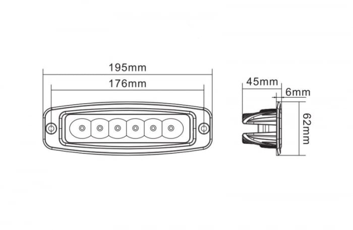 Lumina lucru (Epistar LED, 10-30V, 18W, 1440lm, numar elemente LED: 6x3W, inaltime: 62mm, latime: 195mm, adancime: 45mm) [3]