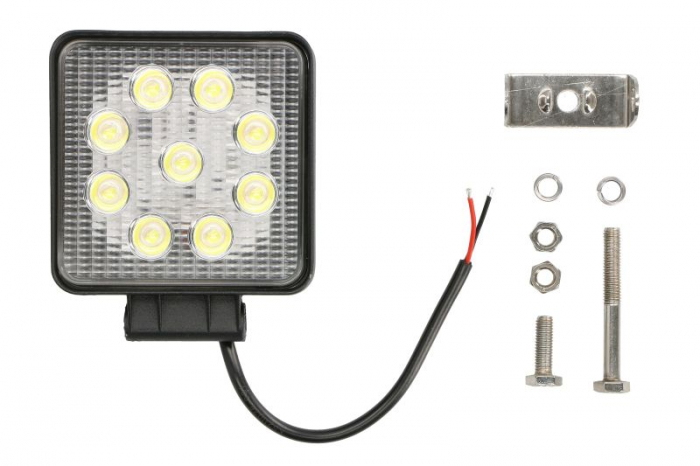 Lumina lucru (Epistar LED, 10-30V, 27W, 2160lm, numar elemente LED: 9x3W, inaltime: 110mm, latime: 110mm, adancime: 35mm)
