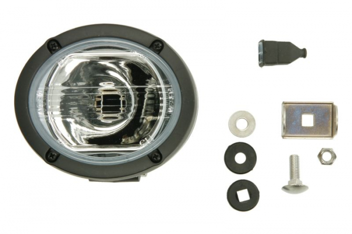 Lumina lucru (H3, 12 24V, 70W, lungime: 104mm, inaltime: 120mm, adancime: 100mm, carcasa din plastic; Conector AMP; montare laterala; Optica FF)