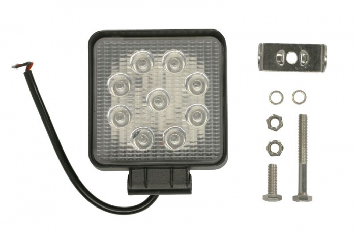 Lumina lucru (LED, 10-30V, 27W, 2700lm, numar diode: 9x3W, inaltime: 110mm, latime: 110mm, adancime: 25mm, lumina albastra; lumina dispersata)