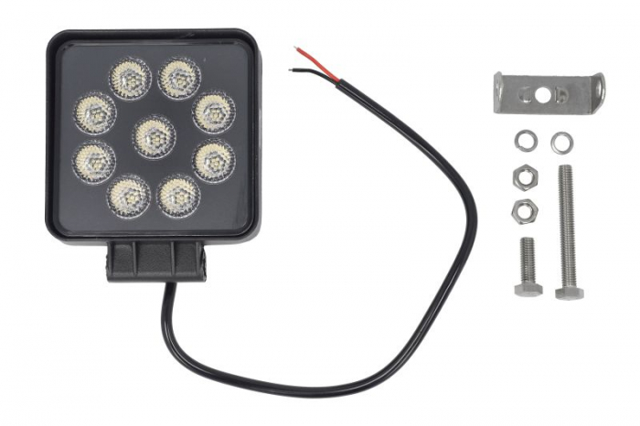 Lumina lucru (LED, 12 24 30V, 22W, 1800lm, numar diode: 9x3W, inaltime: 109mm, latime: 109mm, adancime: 50mm, lungime cablu: 0,45m, lumina dispersata)