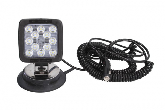 Lumina lucru (LED, 12 24V, 17W, 1750lm, numar elemente LED: 12, lungime: 101mm, inaltime: 101mm, adancime: 60mm, cu comutator; cu sarma spirala de 7m; montabil cu magnet)