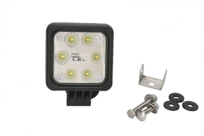 Lumina lucru (LED, 12 24V, 28W, 2500lm, numar elemente LED: 6, lungime: 100mm, inaltime: 100mm, adancime: 76mm, lungime cablu: 0,5m, cadru din plastic; carcasa din aliaj)
