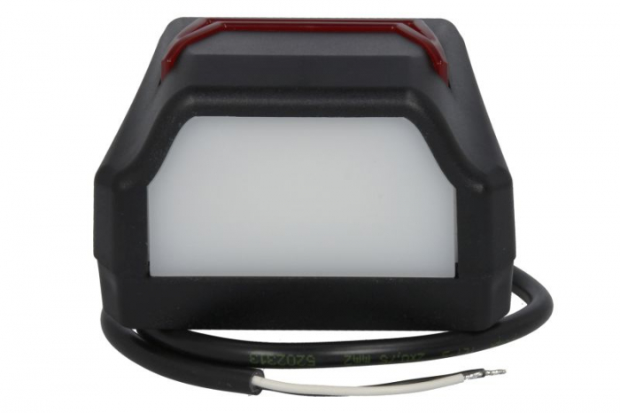 Lumina numar inmatriculare (LED, 12 24V, culoare: negru, culoare sticla: rosu alb, 58x70x93,5mm, lungime cablu: 500mm, cu lumina de pozitie)