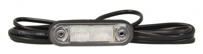 Lumina numar inmatriculare (LED, 12 24V, culoare: negru, culoare sticla: transparent, 26x79mm, lungime cablu: 2500mm)
