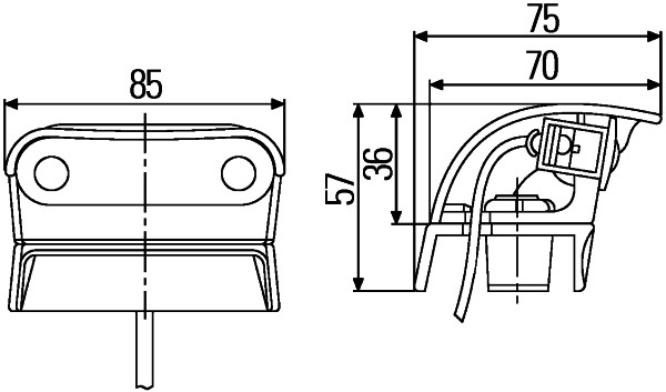 Lumina numar inmatriculare (LED, 12/24V, culoare: negru, culoare sticla: transparent, 57x85mm, lungime cablu: 2500mm) [2]