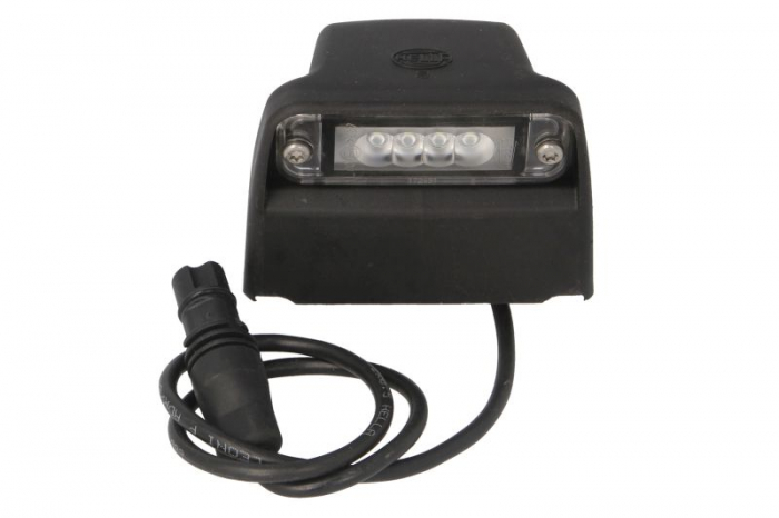 Lumina numar inmatriculare (LED, 24V, culoare: negru, culoare sticla: transparent, 63x66x93mm, lungime cablu: 500mm, conector: EASYCONN)