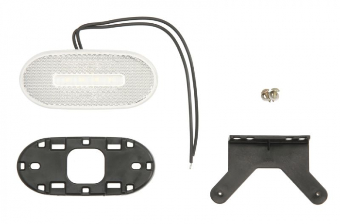 Lumini clarificare stanga/dreapta, alb, LED, inaltime 46,5mm; latime 106,5mm; adancime 21,8mm, în relief, lungime cablu 220mm, cu cuier, 12/24V [1]