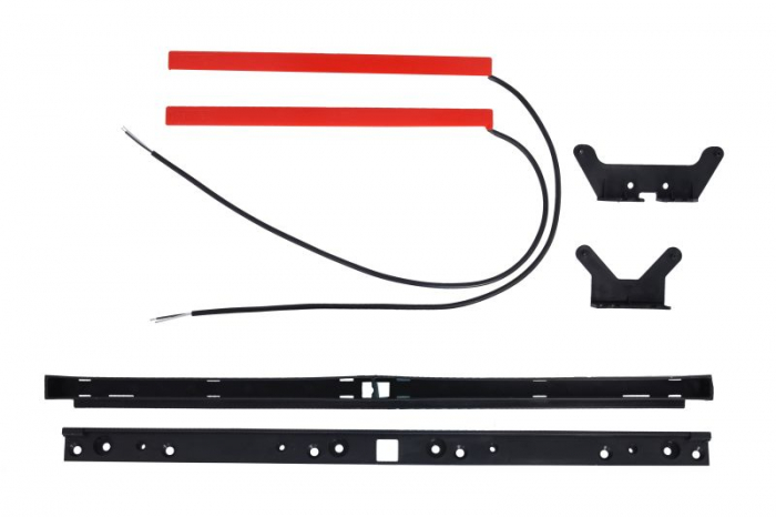 Lumini clarificare stanga dreapta, forma: dreptunghiular, rosu, LED, inaltime 28mm; latime 535mm; adancime 33,5mm, in relief, lungime cablu 500mm, cu cuier, 12 24V (IP6K9K)