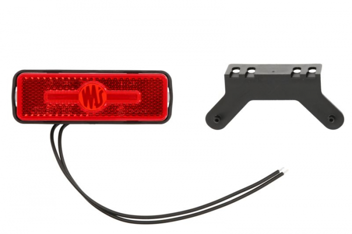 Lumini clarificare stanga dreapta, forma: dreptunghiular, rosu, LED, inaltime 36mm; latime 103mm; adancime 18mm, in relief suprafata, lungime cablu 240mm, cu cuier, 12 24V (IP6K9K)