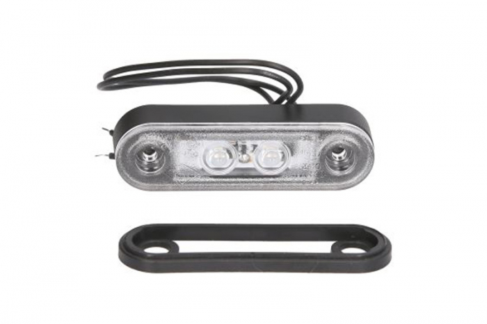 Lumini clarificare stanga dreapta, forma: oval, rosu, LED, inaltime 22,8mm; latime 79,5mm; adancime 13mm, suprafata, lungime cablu 300mm, 12 24V (in orificiu 44x17mm; oval cu saiba HOR 72; transparent