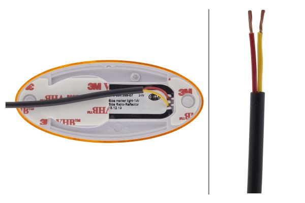 Lumini clarificare stanga/dreapta, galben, LED, inaltime 13mm; latime 102mm; adancime 45mm, glued/horizontal fixing, lungime cablu 500mm, fara relief, 24V (cu reflector, IP5K9K) [2]