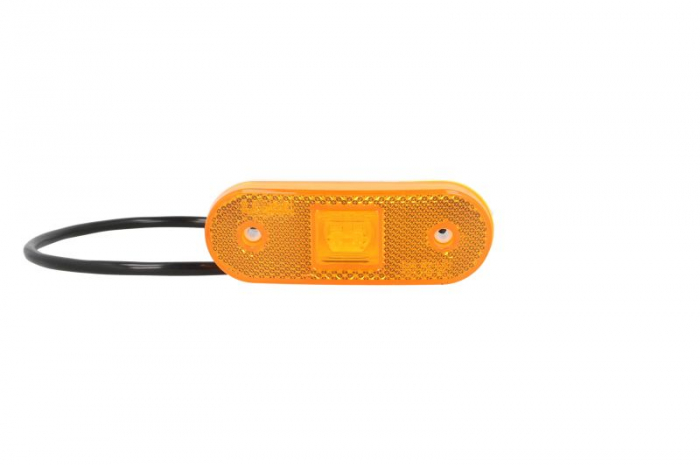 Lumini clarificare stanga dreapta, portocaliu, LED, inaltime 40mm; latime 113,5mm, lungime cablu 500mm, 12 24V (cu clema pentru fir plat, conector: CLICK-IN JAEGER)