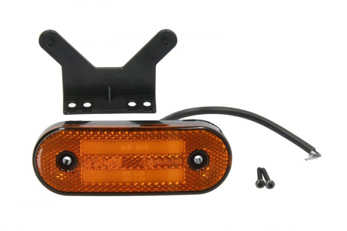 Lumini clarificare stanga dreapta, portocaliu, LED, inaltime 41mm; latime 115mm; adancime 20mm, in relief, lungime cablu 220mm, cu cuier, 12 24V potrivit ADR