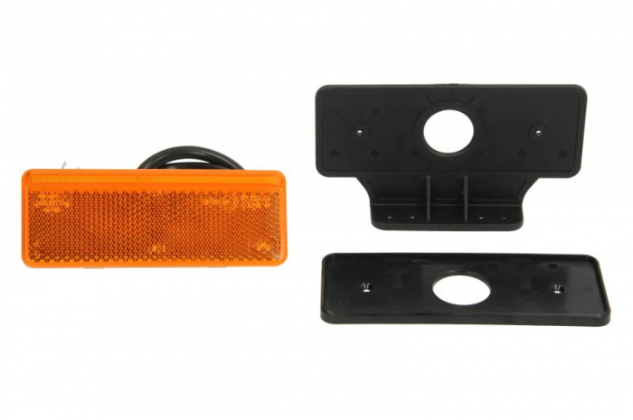 Lumini clarificare stanga dreapta, portocaliu, LED, inaltime 44mm; latime 113mm; adancime 13mm, in relief, lungime cablu 500mm, cu cuier, 12 24V (cu functie de semnalizator lateral; cu reflector)