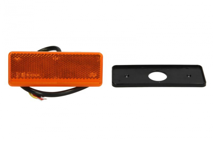 Lumini clarificare stanga dreapta, portocaliu, LED, inaltime 44mm; latime 113mm; adancime 13mm, suprafata, lungime cablu 500mm, fara relief, 12 24V (cu functie de semnalizator lateral; cu reflector)