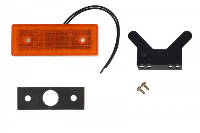 Lumini clarificare stanga dreapta, portocaliu, LED, inaltime 44mm; latime 119mm; adancime 19,5mm, in relief, lungime cablu 220mm, cu cuier, 12 24V