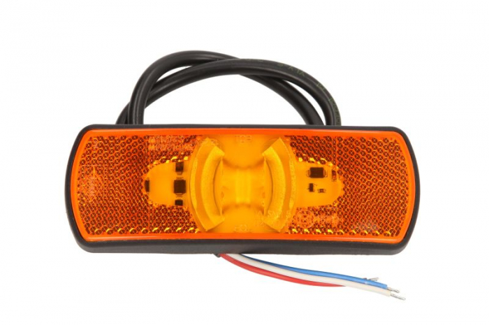 Lumini clarificare stanga dreapta, portocaliu, LED, inaltime 44mm; latime 122mm; adancime 19mm, suprafata, lungime cablu 500mm, 12 24V (cu functie de semnalizator lateral; cu reflector)
