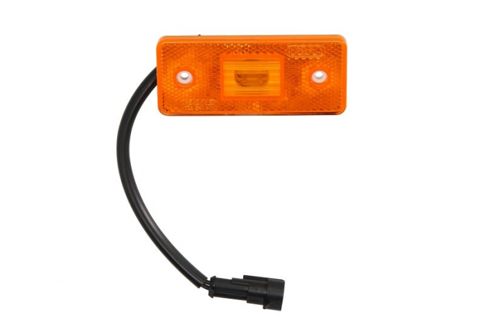 Lumini clarificare stanga dreapta, portocaliu, LED, inaltime 46mm; latime 106mm, fara relief, 12 24V (cu un dop, conector: SUPERSEAL 2PIN)