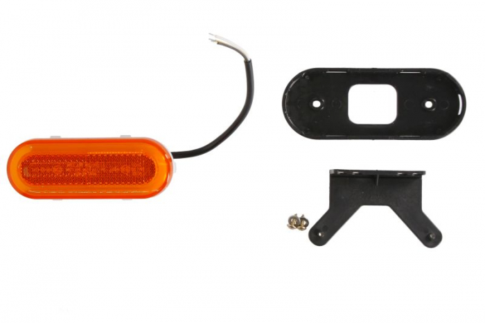Lumini clarificare stanga dreapta, portocaliu, LED, inaltime 49mm; latime 124mm; adancime 20mm, in relief, lungime cablu 220mm, cu cuier, 12 24V (tip: neon; cu functie de semnalizator lateral)