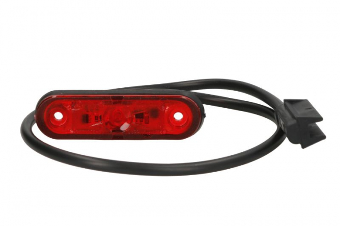 Lumini clarificare stanga dreapta; POSIPOINT II, rosu, LED, inaltime 24mm; latime 80mm; adancime 20mm, in relief, lungime cablu 500mm, 12 24V (cu clema pentru fir plat, POSIPOINT II)