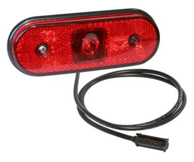 Lumini clarificare stanga dreapta, rosu, LED, inaltime 44mm; latime 119mm; adancime 18mm, suprafata, lungime cablu 3500mm, fara relief, 24V (cu reflector)