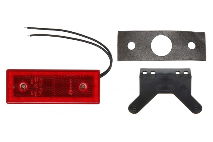 Lumini clarificare stanga dreapta, rosu, LED, inaltime 44mm; latime 119mm; adancime 19,5mm, in relief, lungime cablu 220mm, cu cuier, 12 24V