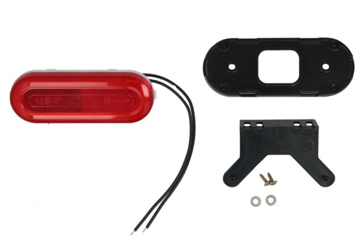 Lumini clarificare stanga dreapta, rosu, LED, inaltime 49mm; latime 124mm; adancime 20mm, in relief, lungime cablu 220mm, cu cuier, 12 24V (tip: neon)