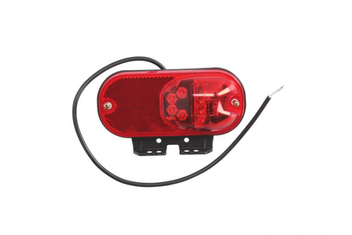 Lumini clarificare stanga dreapta, rosu, LED, inaltime 73,5mm; latime 152mm; adancime 36mm, suprafata, lungime cablu 500mm, cu cuier, 12 24V (cu reflector)