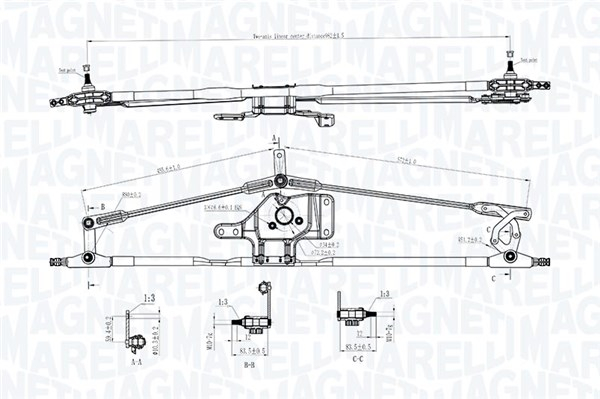 Mecanism stergator parbriz (fara motor) potrivit IVECO EUROSTAR, STRALIS I 01.93-