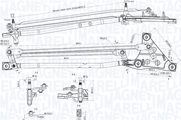Mecanism stergator parbriz (fara motor) potrivit VOLVO C30, C70 II, S40 II, V50 12.03-06.13