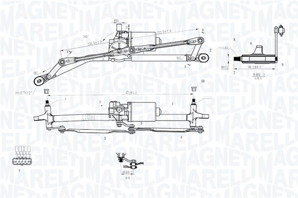 Mecanism stergator parbriz Fata (cu motor) potrivit FIAT PUNTO, PUNTO HATCHBACK 09.99-03.12