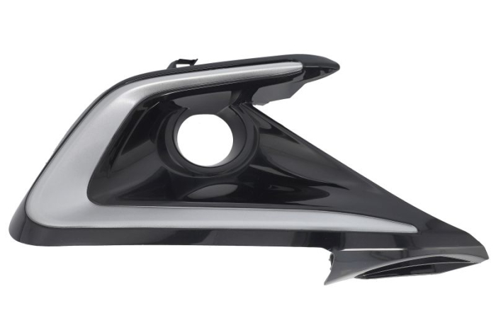 Ornament bara Fata Dreapta cu orificii proiector ceata, gri negru lucios potrivit TOYOTA COROLLA 10.18- Hatchback 06.22-