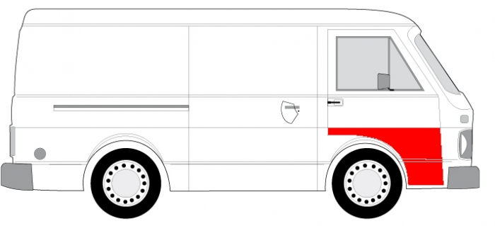 Panou reparatie usa Fata Dreapta partea inferioara, la a doua linie potrivit VW LT 28-35 I, LT 40-55 I 1975-1996 [2]